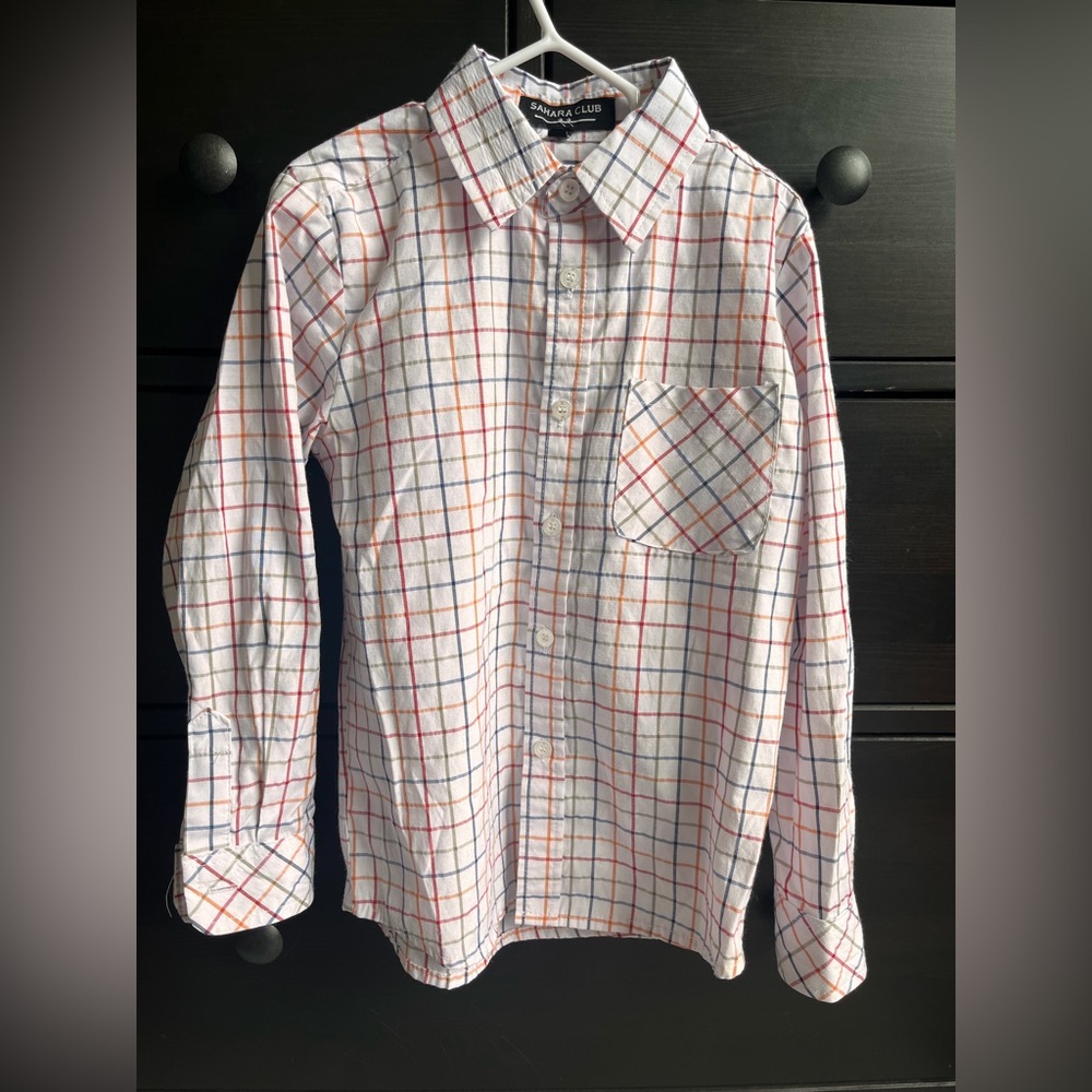 Stylish Kids Plaid Button Down Shirt - White and Red